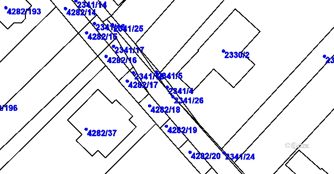 Parcela st. 2341/4 v KÚ Moravský Krumlov, Katastrální mapa