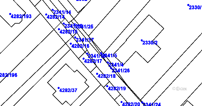 Parcela st. 2341/5 v KÚ Moravský Krumlov, Katastrální mapa