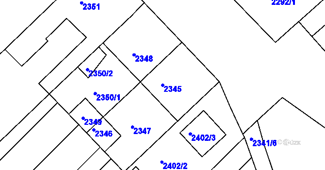 Parcela st. 2345 v KÚ Moravský Krumlov, Katastrální mapa