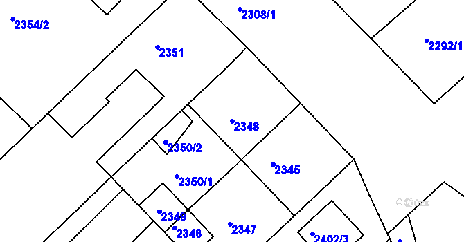 Parcela st. 2348 v KÚ Moravský Krumlov, Katastrální mapa