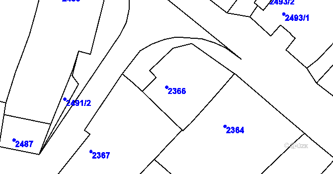 Parcela st. 2366 v KÚ Moravský Krumlov, Katastrální mapa