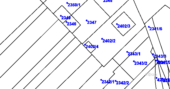 Parcela st. 2402/4 v KÚ Moravský Krumlov, Katastrální mapa