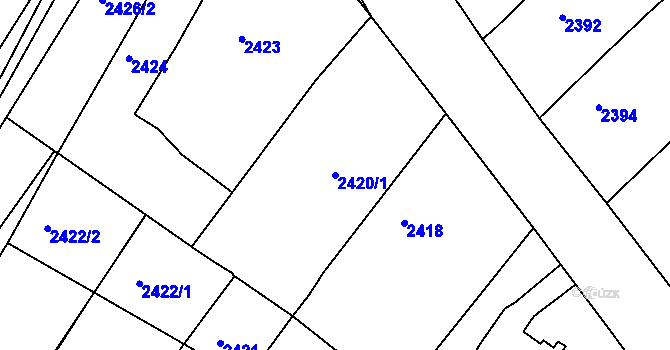 Parcela st. 2420/1 v KÚ Moravský Krumlov, Katastrální mapa