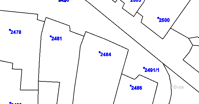 Parcela st. 2484 v KÚ Moravský Krumlov, Katastrální mapa