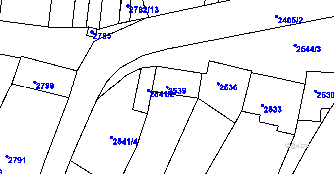 Parcela st. 2539 v KÚ Moravský Krumlov, Katastrální mapa