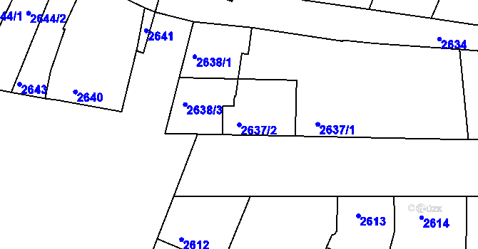 Parcela st. 2637/2 v KÚ Moravský Krumlov, Katastrální mapa