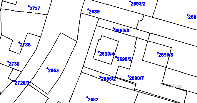 Parcela st. 2690/4 v KÚ Moravský Krumlov, Katastrální mapa