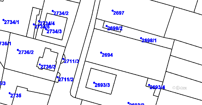 Parcela st. 2694 v KÚ Moravský Krumlov, Katastrální mapa