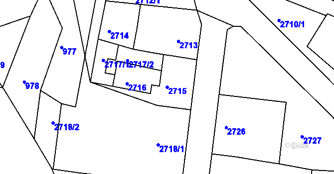 Parcela st. 2715 v KÚ Moravský Krumlov, Katastrální mapa
