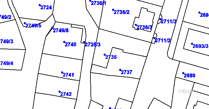 Parcela st. 2735 v KÚ Moravský Krumlov, Katastrální mapa