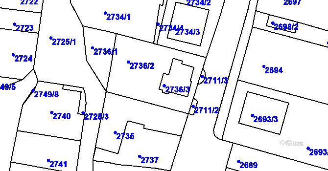 Parcela st. 2736/3 v KÚ Moravský Krumlov, Katastrální mapa