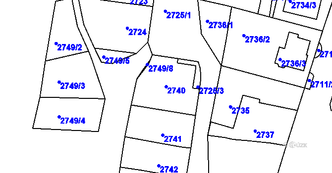 Parcela st. 2740 v KÚ Moravský Krumlov, Katastrální mapa