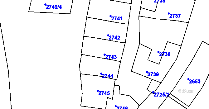 Parcela st. 2743 v KÚ Moravský Krumlov, Katastrální mapa
