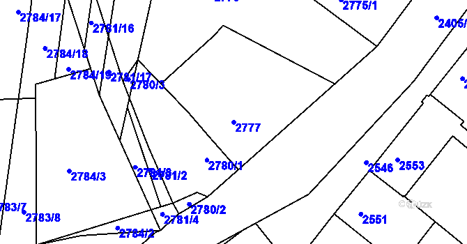 Parcela st. 2777 v KÚ Moravský Krumlov, Katastrální mapa