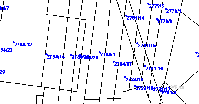 Parcela st. 2784/1 v KÚ Moravský Krumlov, Katastrální mapa