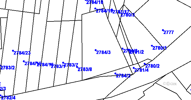 Parcela st. 2784/3 v KÚ Moravský Krumlov, Katastrální mapa