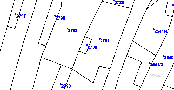 Parcela st. 2789 v KÚ Moravský Krumlov, Katastrální mapa