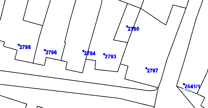 Parcela st. 2793 v KÚ Moravský Krumlov, Katastrální mapa