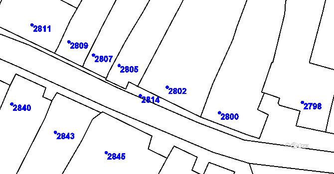 Parcela st. 2802 v KÚ Moravský Krumlov, Katastrální mapa