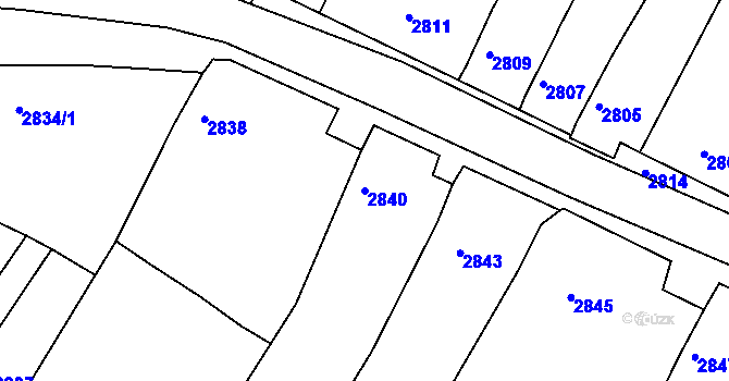 Parcela st. 2840 v KÚ Moravský Krumlov, Katastrální mapa