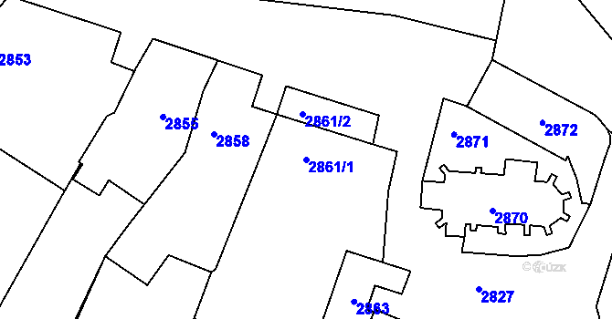 Parcela st. 2861/1 v KÚ Moravský Krumlov, Katastrální mapa