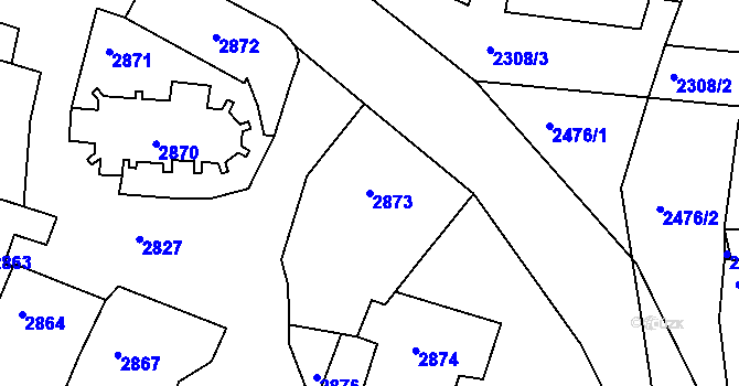 Parcela st. 2873 v KÚ Moravský Krumlov, Katastrální mapa