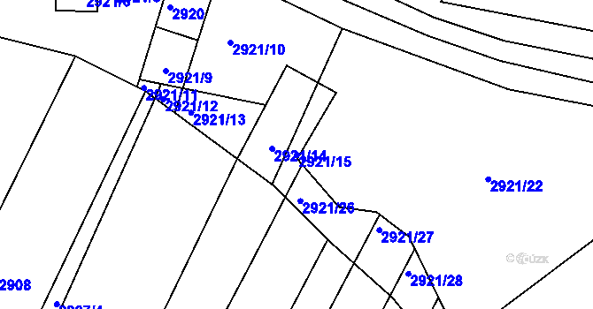 Parcela st. 2921/15 v KÚ Moravský Krumlov, Katastrální mapa