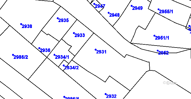 Parcela st. 2931 v KÚ Moravský Krumlov, Katastrální mapa