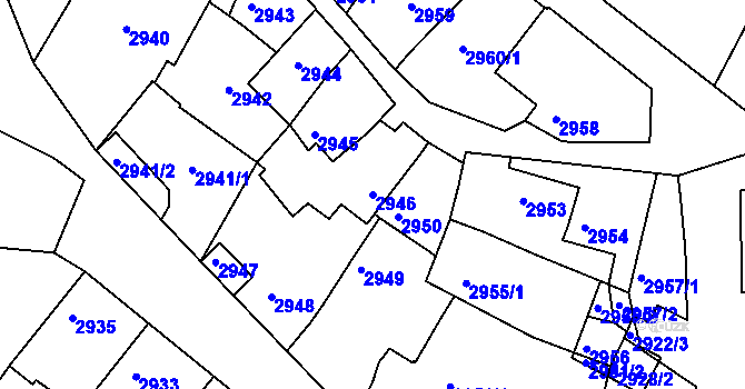 Parcela st. 2946 v KÚ Moravský Krumlov, Katastrální mapa
