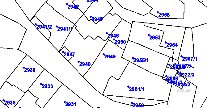Parcela st. 2949 v KÚ Moravský Krumlov, Katastrální mapa