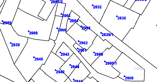 Parcela st. 2962 v KÚ Moravský Krumlov, Katastrální mapa