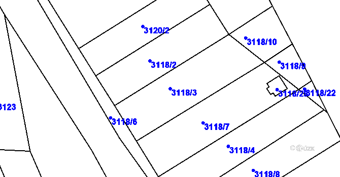 Parcela st. 3118/3 v KÚ Moravský Krumlov, Katastrální mapa