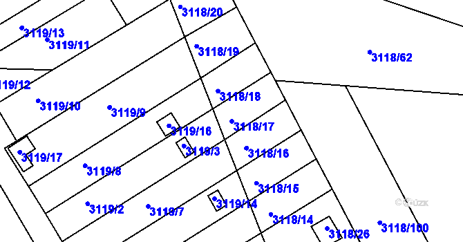 Parcela st. 3118/17 v KÚ Moravský Krumlov, Katastrální mapa