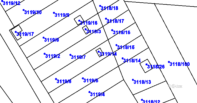 Parcela st. 3119/14 v KÚ Moravský Krumlov, Katastrální mapa