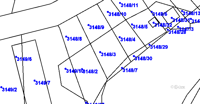 Parcela st. 3148/3 v KÚ Moravský Krumlov, Katastrální mapa