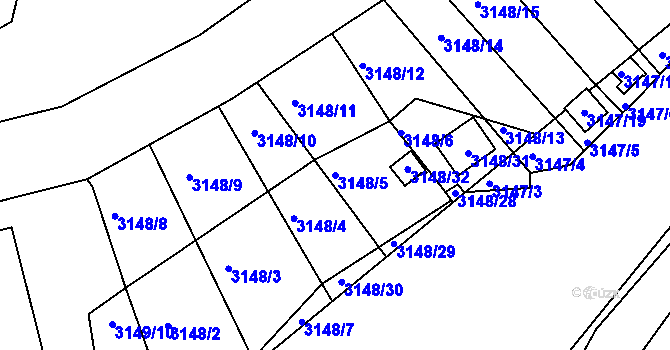 Parcela st. 3148/5 v KÚ Moravský Krumlov, Katastrální mapa