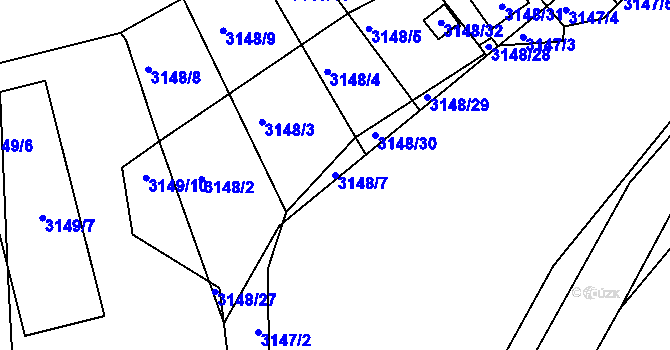 Parcela st. 3148/7 v KÚ Moravský Krumlov, Katastrální mapa