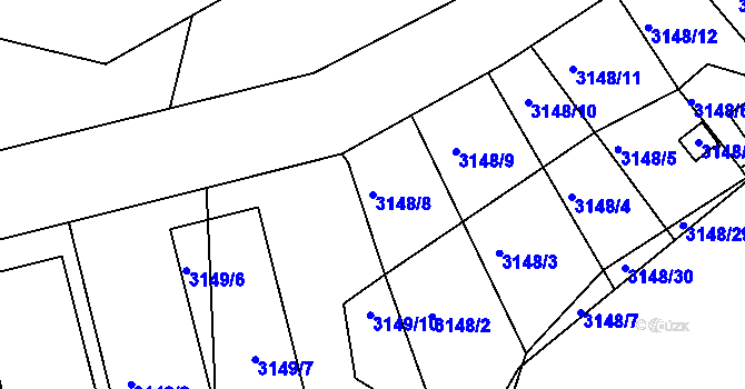 Parcela st. 3148/8 v KÚ Moravský Krumlov, Katastrální mapa