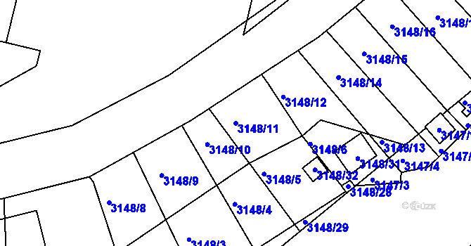 Parcela st. 3148/11 v KÚ Moravský Krumlov, Katastrální mapa