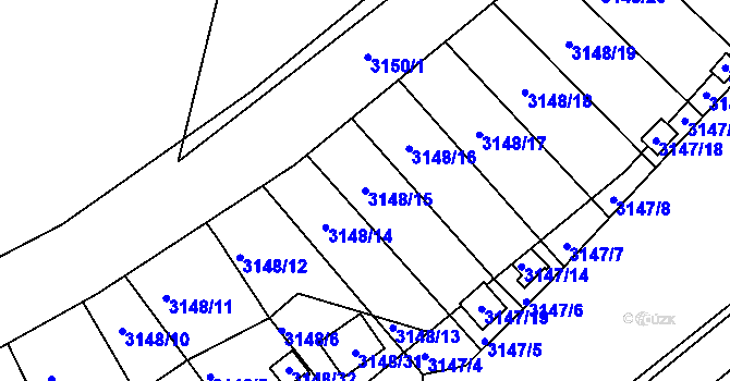 Parcela st. 3148/15 v KÚ Moravský Krumlov, Katastrální mapa
