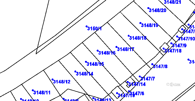 Parcela st. 3148/16 v KÚ Moravský Krumlov, Katastrální mapa