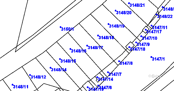 Parcela st. 3148/17 v KÚ Moravský Krumlov, Katastrální mapa