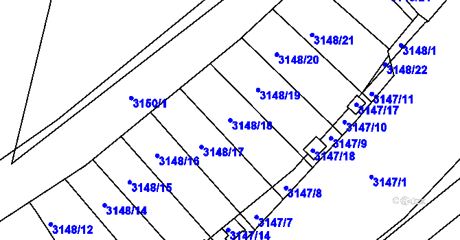 Parcela st. 3148/18 v KÚ Moravský Krumlov, Katastrální mapa