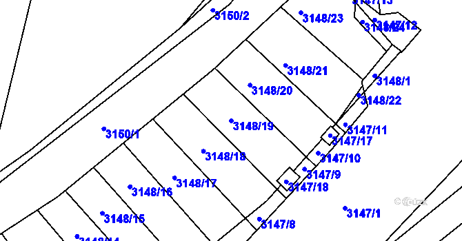Parcela st. 3148/19 v KÚ Moravský Krumlov, Katastrální mapa