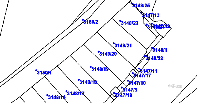 Parcela st. 3148/20 v KÚ Moravský Krumlov, Katastrální mapa