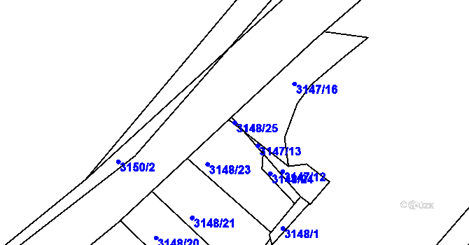 Parcela st. 3148/25 v KÚ Moravský Krumlov, Katastrální mapa