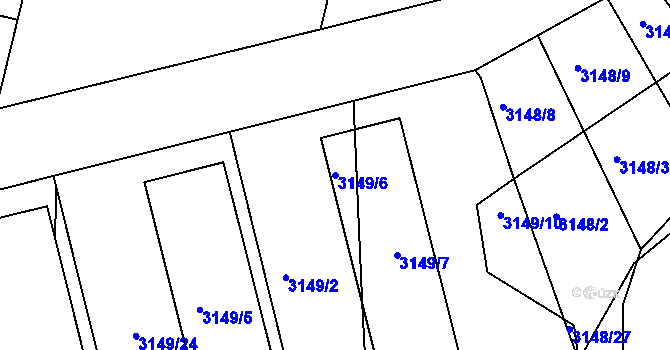 Parcela st. 3149/6 v KÚ Moravský Krumlov, Katastrální mapa