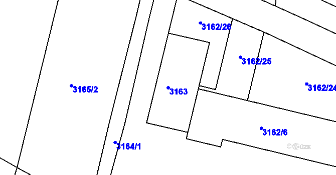 Parcela st. 3163 v KÚ Moravský Krumlov, Katastrální mapa