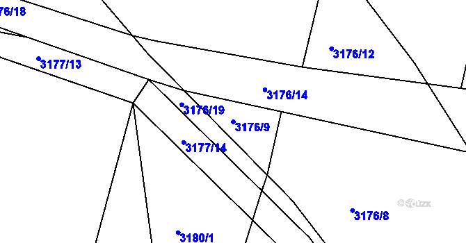 Parcela st. 3176/9 v KÚ Moravský Krumlov, Katastrální mapa