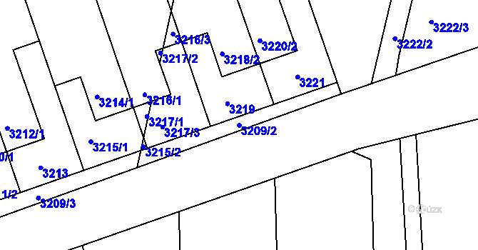Parcela st. 3209/2 v KÚ Moravský Krumlov, Katastrální mapa